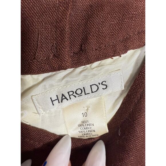 NWT Harold’s Brown White Geometric Print Sleeveless Linen Dress – Size 10 - Picture 9 of 9